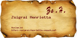 Zsigrai Henrietta névjegykártya
